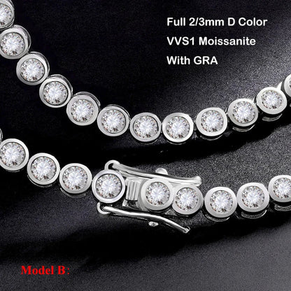 Full Asscher Cut 3x3mm 0.15CT Bezel Type Moissanite Tennis Bracelet for Women Men Party 925 Silver GRA Certified Bracelets
