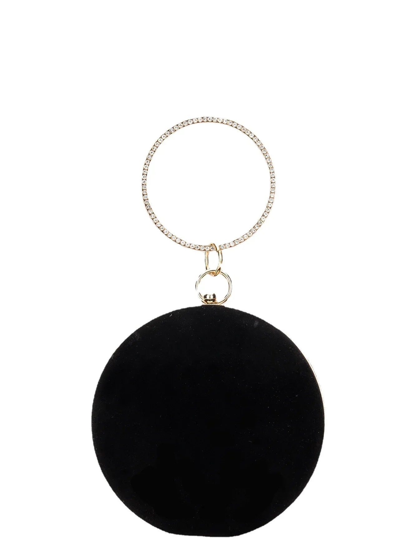 Women Velvet Evening Bag Party Metal Crystal Round Clutches Evening Bags Wedding Bag Bridal Shoulder Handbag Clutch Purse