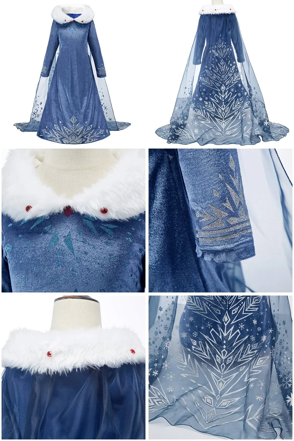 2026 Kid Elsa Anna Costume Girl Birthday Floral Dress Children Snow Queen Performance Fantasy Princess Evening Halloween Costume