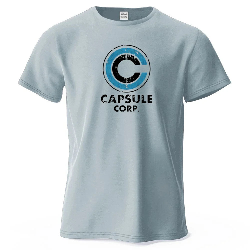 S-4XL Capsule Corp 100% Cotton Funny Printing Japan Anime Men T Shirt Tee Summer Streetwear Tops Fashion Brand Tshirt Clothing