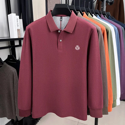 Spring and Autumn new men's long sleeved business casual fashionable comfortable POLO shirt exquisite brand embroidered golf top