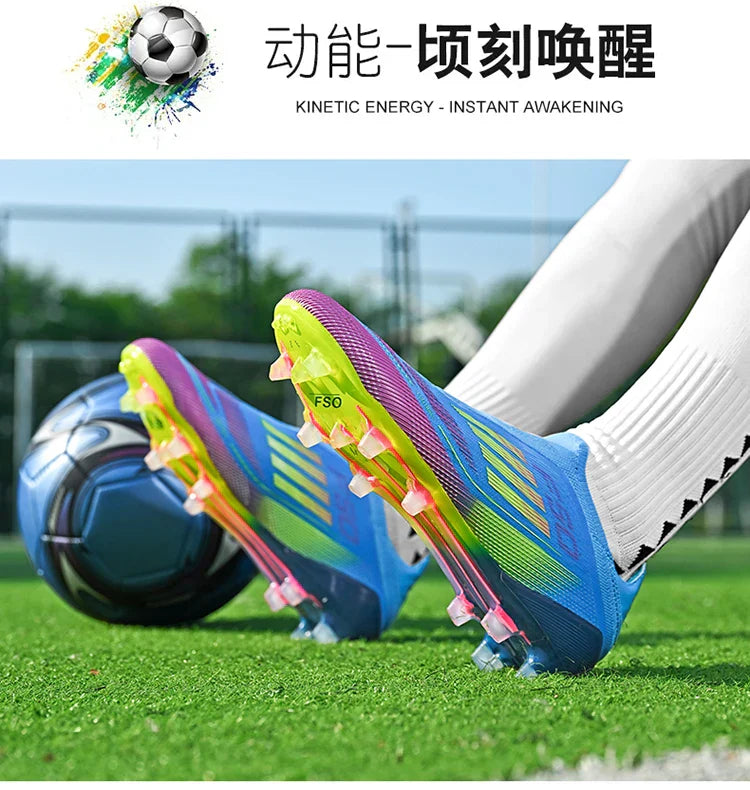NEW Without-lace F50+ Mens Soccer Shoes Boys Training Non-Slip Turf Soccer Cleats TF/FG Football Sneakers Chuteira Campo 35-45