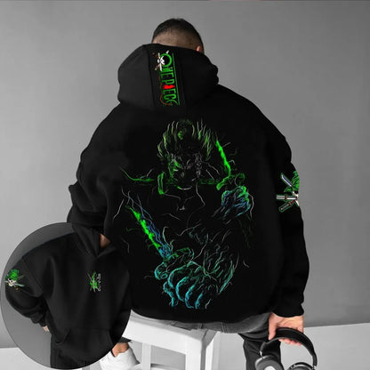 ONE PIECE Men's Hoodie Sweater Roronoa Zoro Japanese Anime Summer Autumn Boys Children's Long Sleeve Pullover Parent-Child Wear