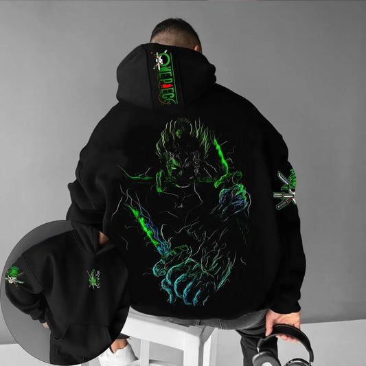 ONE PIECE Men's Hoodie Sweater Roronoa Zoro Japanese Anime Summer Autumn Boys Children's Long Sleeve Pullover Parent-Child Wear