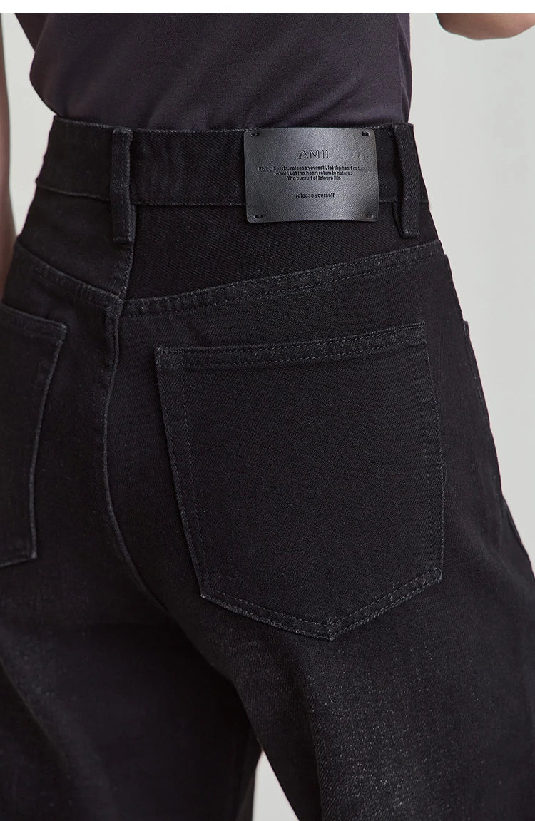 Minimalism Women Jeans 2025 Autumn Vintage Denim Pants Loose Wide Leg Pants Woman Casual Pants Female Trousers 12551002