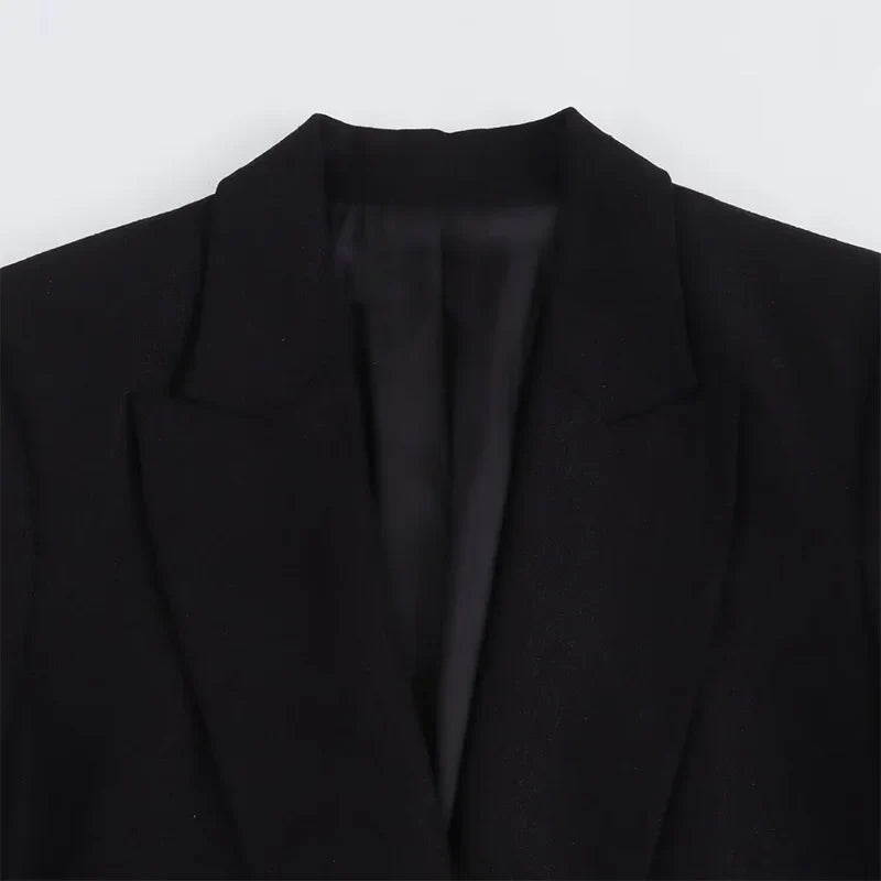 Women Fashion With Pockets Solid Blazer Vintage Notched Neck Long Sleeves Female Chic Lady Outfits