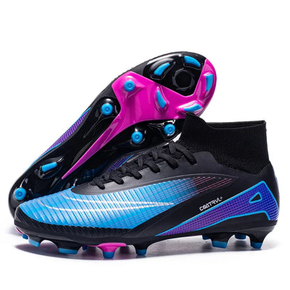 Men Professional Soccer Shoes Outdoor High-Top Sports Football Boots Long Spikes Artificial Grass Training Non Slip Sneakers