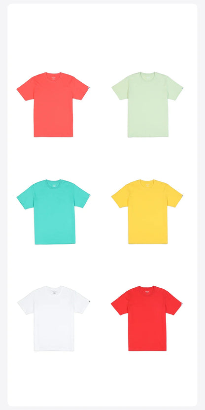2026 Summer New 180gsm 100% Cotton White Solid T Shirt Men Causal O-neck Basic T-shirt Women High Quality Tops