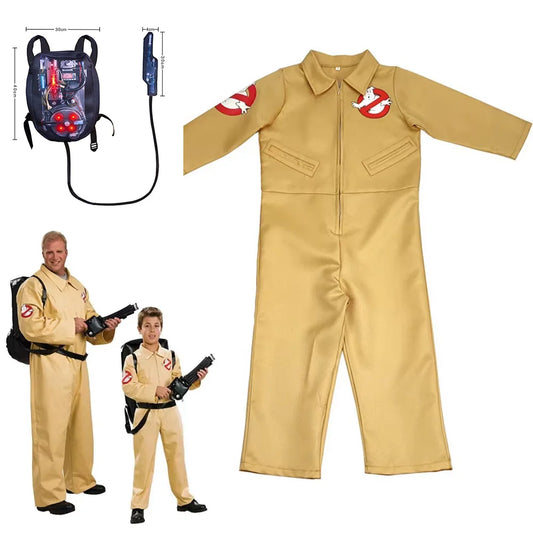 Ghostbusters Movie Kids Adults Cosplay Costume with Proton Pack Halloween Christmas Carnival Theme Party Clothes Fans Collection