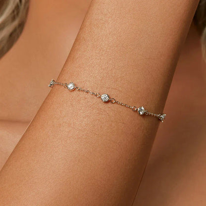 Round Bezel 0.87cttw Full D Color Moissanite Diamond Bracelet For Women 925 Silver GRA Certified 19cm Link Bracelets Gift