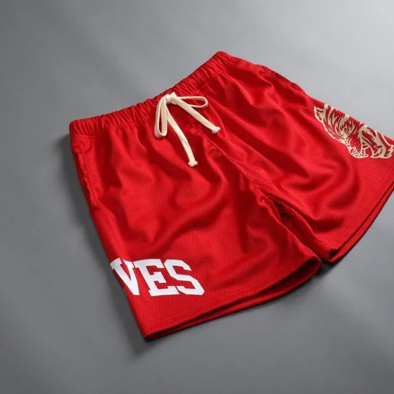 Mens Summer Streetwear Sports Casual Motorcycle Shorts Gym Fitness Mesh Quick Dry Running Beach Basketball Jogger Short Pants