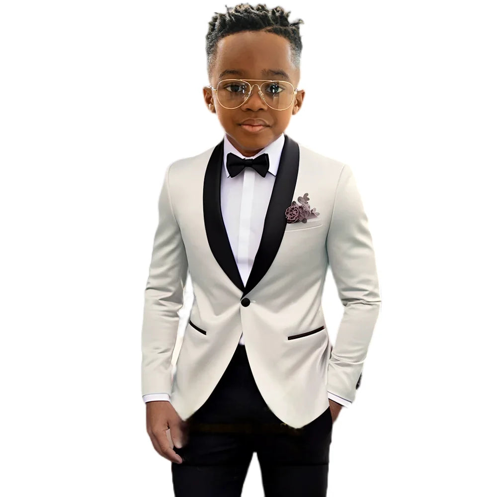2026 New Classic Shawl Lapel Boys Slim Fit Suits 2 Pieces Wedding Guest Outfit Formal One Button Children's Tuxedo Party Wear