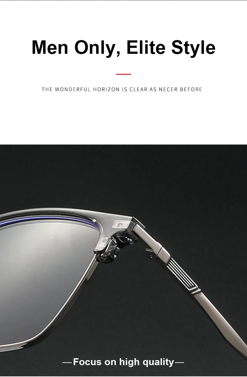 Men's Classic Business Eyeglasses Frames Anti-Blue Light Reading Glasses Myopia Hyperopia Customizable Prescription KE001
