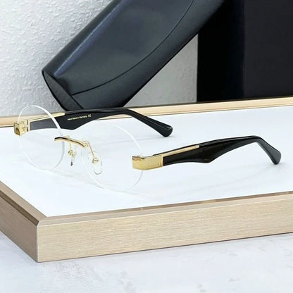 High Street Rimlesss Sunglasses Oval Alloy Acetate High Quality for Men Women Classical Vintage UV400 with Case