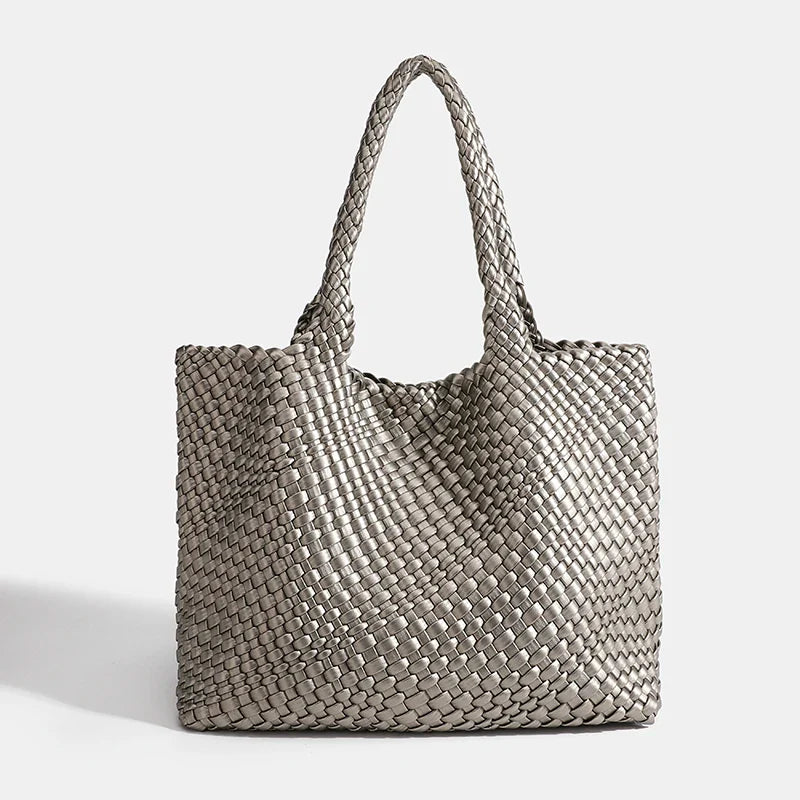 Designer Knitting Fashion Ladies Handbags And PU leather Large-capacity Women's single-shoulder bag Beach Travel Bags