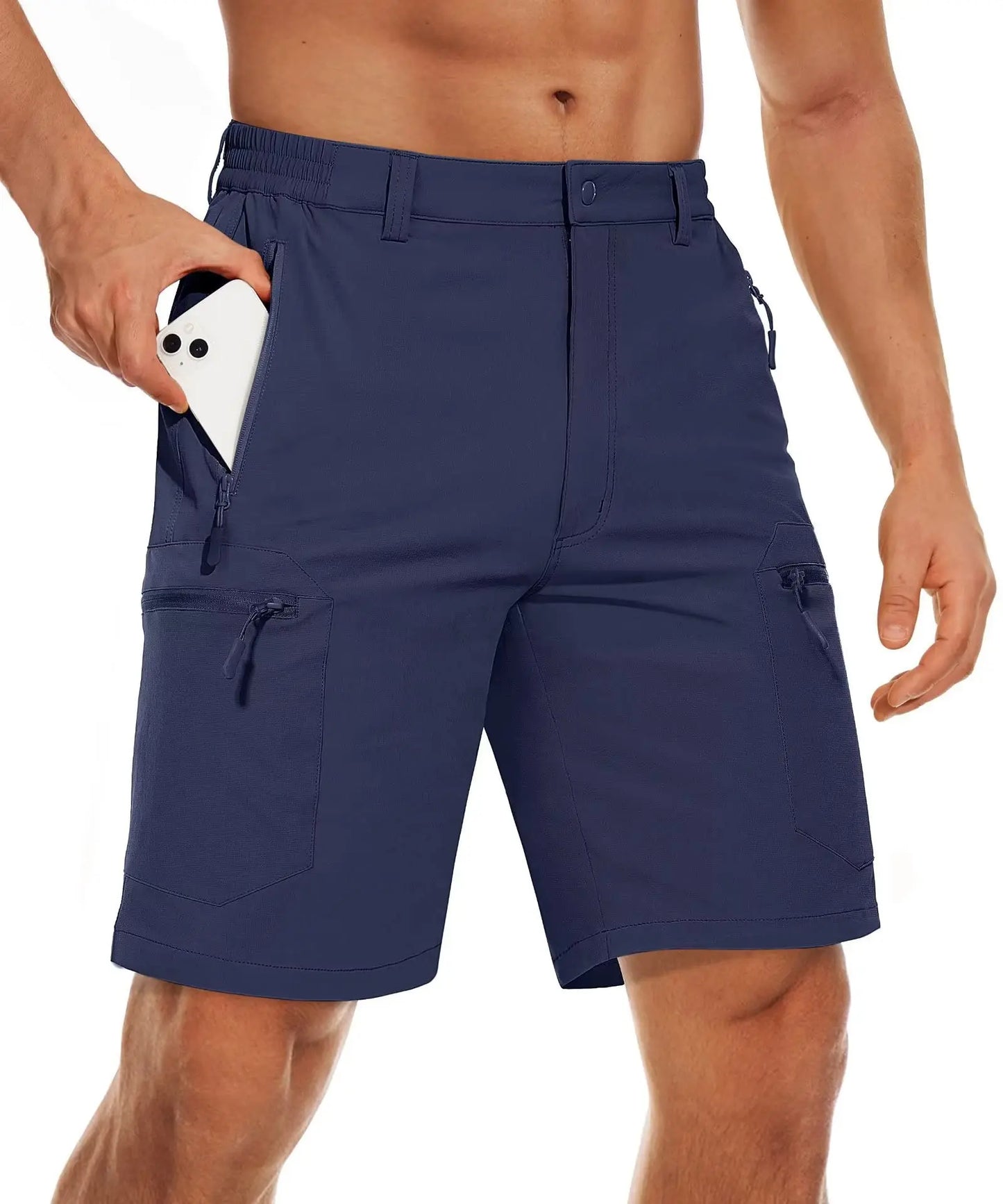 5 Zipper Pockets Summer Quick Dry Cargo Shorts Mens Fishing Shorts Stretch Outdoor Hiking Nylon Work Shorts Lightweight