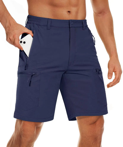 5 Zipper Pockets Summer Quick Dry Cargo Shorts Mens Fishing Shorts Stretch Outdoor Hiking Nylon Work Shorts Lightweight