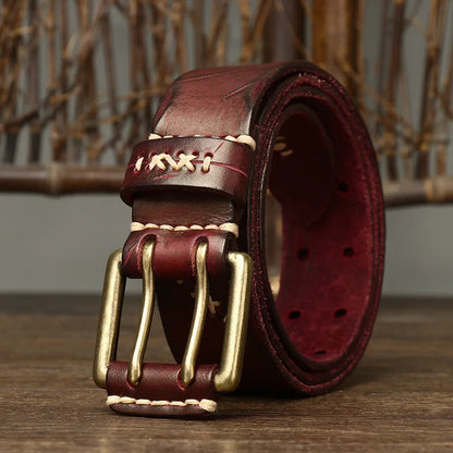 3.8CM Men High Quality Genuine Leather Brass Buckle Belt Luxury Designer Belts Men Pure Cowskin Fashion Strap Male Jeans for Man