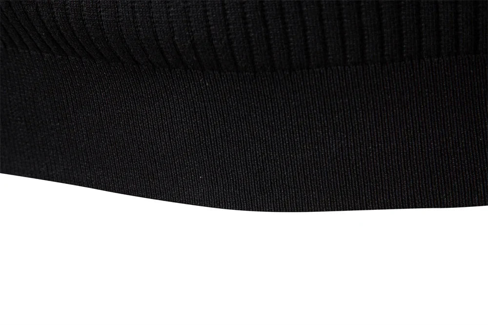 Button Placket Polo Shirt Men Ribbed Stripe Long Sleeve Contemporary Fit Minimalist Autumn Winter Premium Business Top