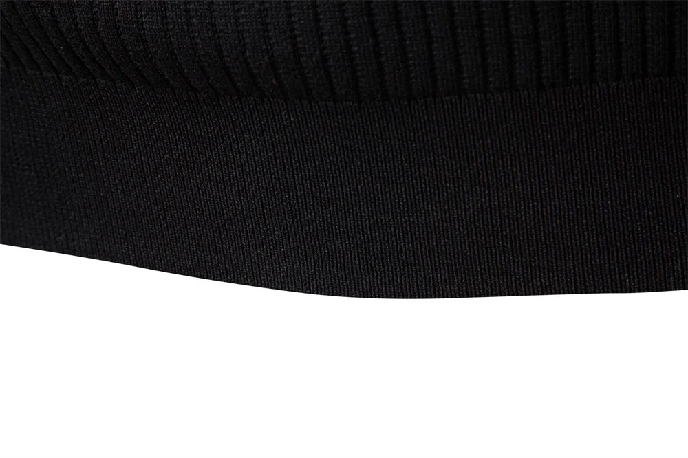 Men's Long Sleeve T-shirt Fall Winter Fashion Knit Slim Fit Polo Sweater Riibed Henry Collar Sweatershirt for Man