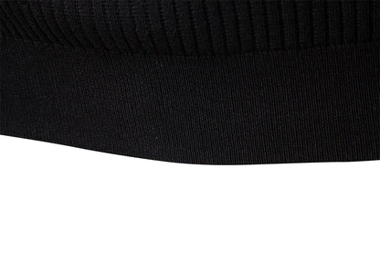 Men's Long Sleeve T-shirt Fall Winter Fashion Knit Slim Fit Polo Sweater Riibed Henry Collar Sweatershirt for Man