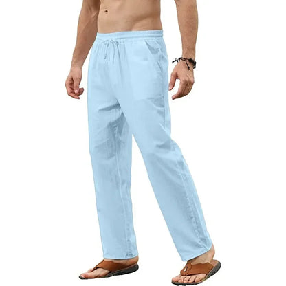 Cotton and Linen Pants Men Summer Straight Leg Casual Quick Drying Sports Pants Men Wide Leg Oversized Linen Pants 2025 New Item