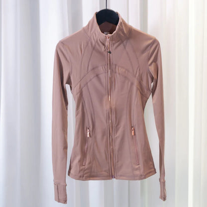 New Version Gold Zipper Slimming Jacket Yoga Stand Collar Coat Slim Fit Quick-Dry Sports Thin Twilight Rose Gold Summer