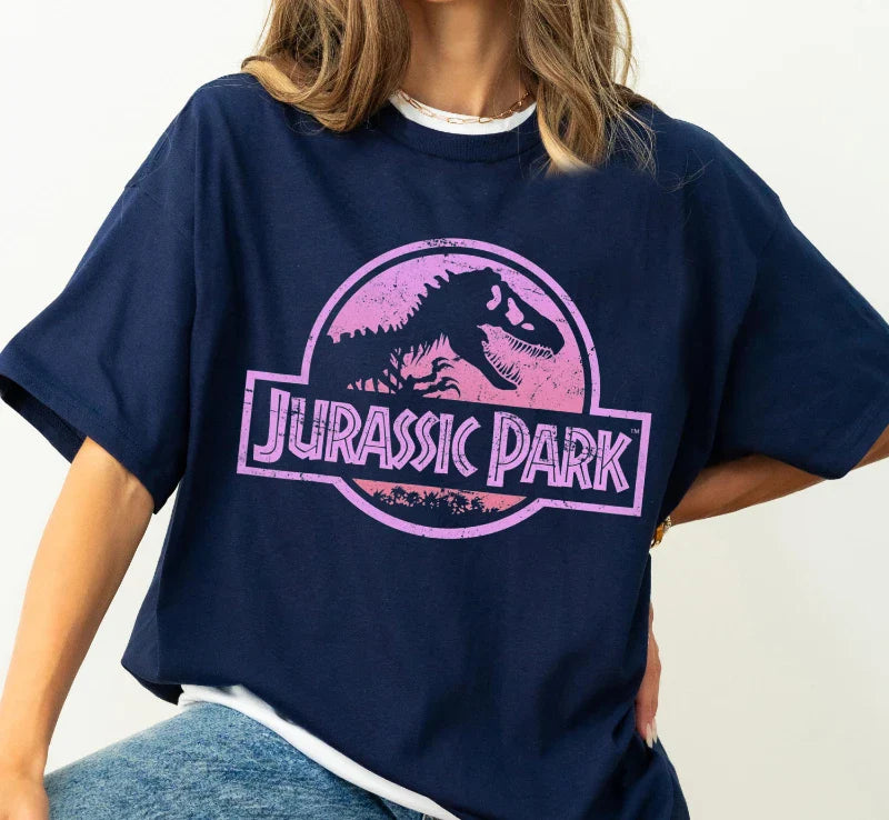 Summer Hot Selling Jurassic Retro Neon Pink Logo T-shirt, Jurassic Park Logo Shirt, Dinosaur Tyrannosaurus Rex Shirt T-shirt