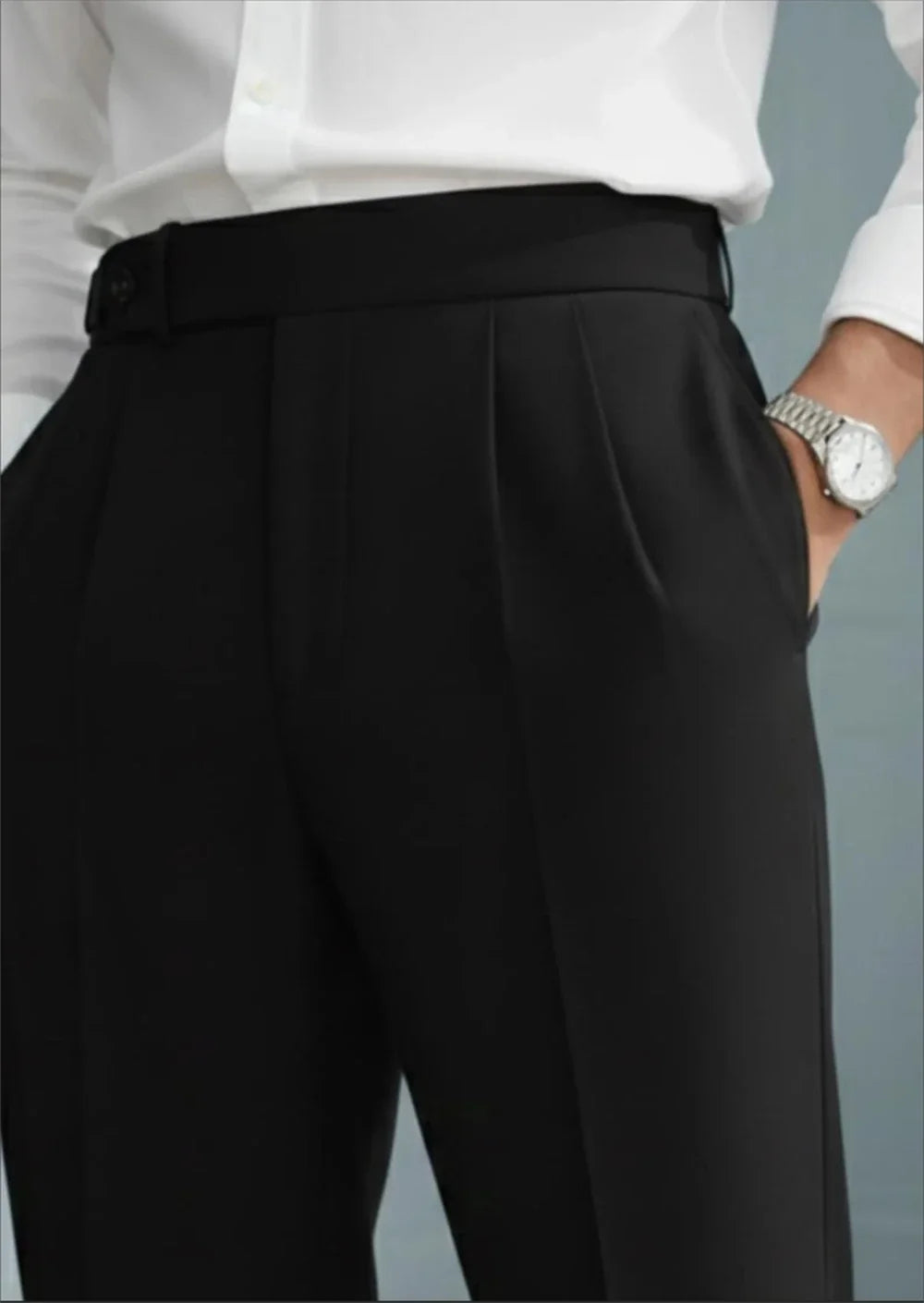Vintage Men’s Burgundy High Waist Pleated Trousers Tailored Dress Pants with Side Adjusters Tailor Made