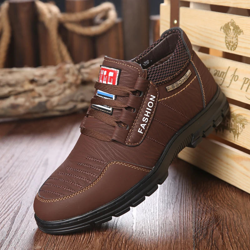Winter Men Boots Waterproof Snow Boots Warm Fur Casual Men Shoes Antislip Ankel Boots Plush Cotton Shoes 2024