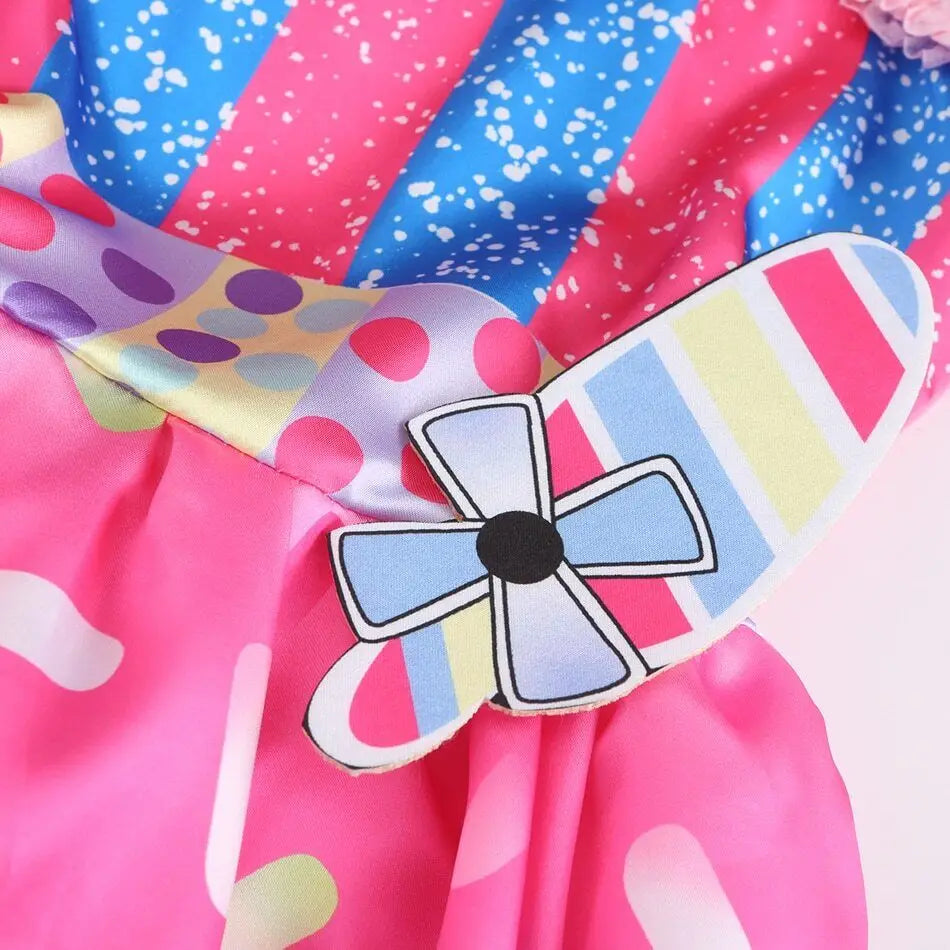 Girls Candy Fairy Lollipop Cosplay Costume Toddler Carnival Purim Rainbow Vestidos Girls Birthday Party Long Short Sleeves Dress