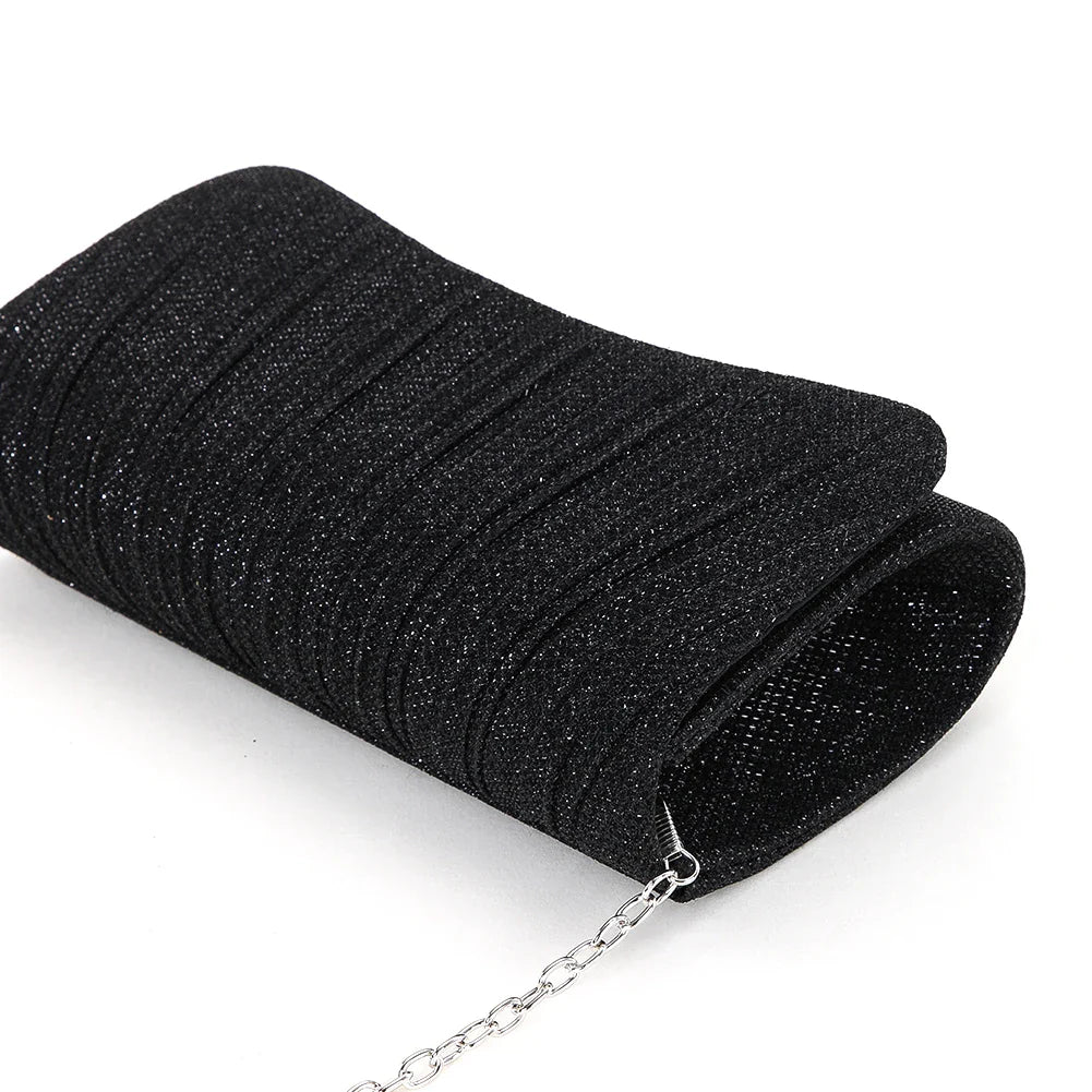 Women Shiny Crossbody Bag Elegant Sparkle Shoulder Bags Clutch Bag Fashion Chain Tote Handbag Ladies Chic Evening Wedding Clutch