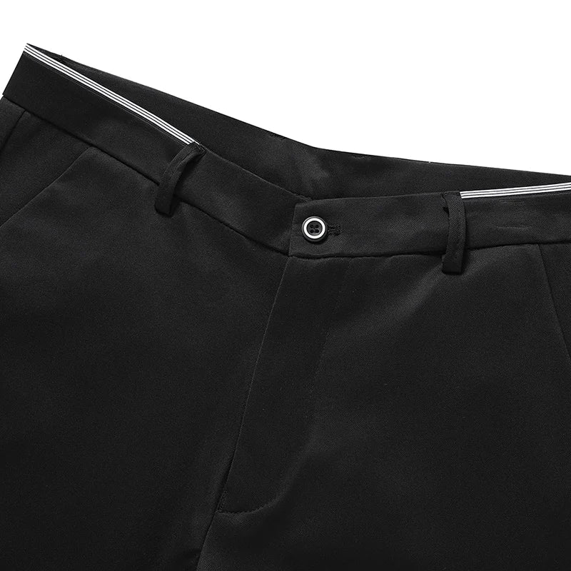 Male Pants Stretch Solid Black Smart Casual Men's Trousers Office Quick Dry Suit Pants New Spring Autumn Korean Straight Pants