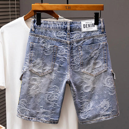 Printed Men's Clothing Denim Shorts Men Summer New Fashion Bermuda Jeans Street Wear Straight Personality Male Short Pants