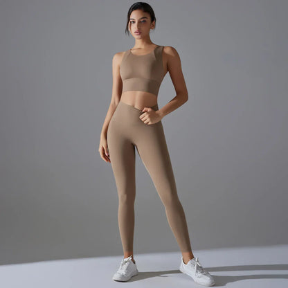 Yoga Set Women's tracksuit Women Fitness Crop Top Shockproof Sports Bras Yoga Gym Running Pants Sportswear Running Fitness Yoga