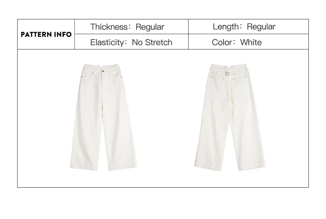 Women's Vintage High Waist Straight Leg Wide Leg Cotton Denim Jeans White Heavyweight Casual Pants For Spring Fall