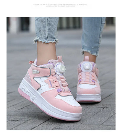 Children Junior Roller Skate Shoes Kids Sneakers with Two Boys Girls Wheels Shoes Running Adult Casual Boys Shoes size 31-42