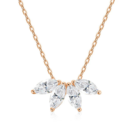 2CTTW 4*8mm Marquise Cut Full Moissanite Pendant Necklace for Women Flower Lab Diamond Wedding Pure 925 Silver Jewelry