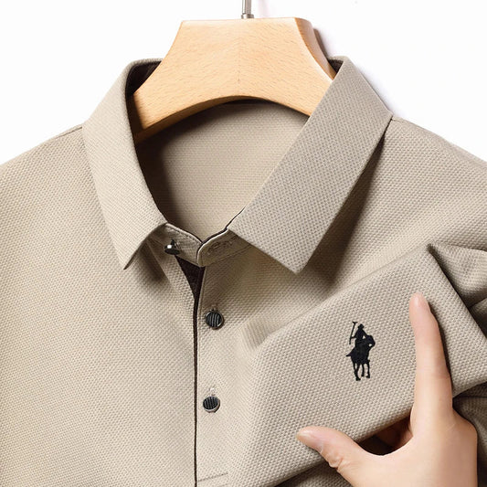 Spring and Autumn Pure Cotton Men's Long Sleeve Collar T-shirt Business Casual Fashion Comfortable Versatile Polo Shirt