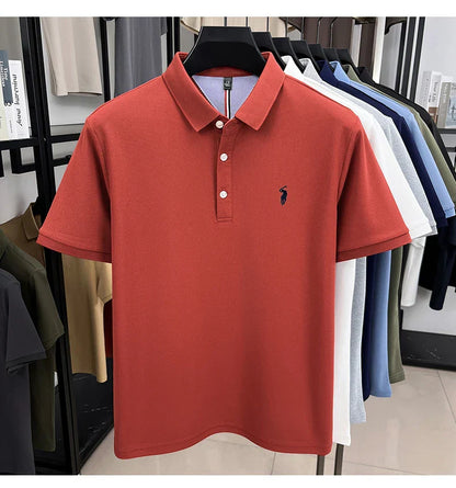 High end designer brand short sleeve polo shirt men's summer breathable trend golf pony embroidery business casual Paul T-shirt
