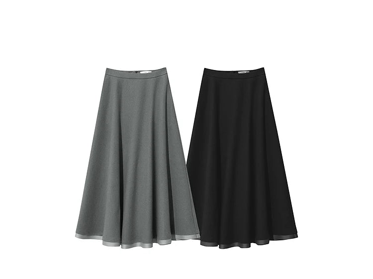 Elegant Skirts For Woman 2025 Winter New Commuter Style A-Line Mid-Calf Skirt Loose Solid Versatile Woman Clothes 12544126