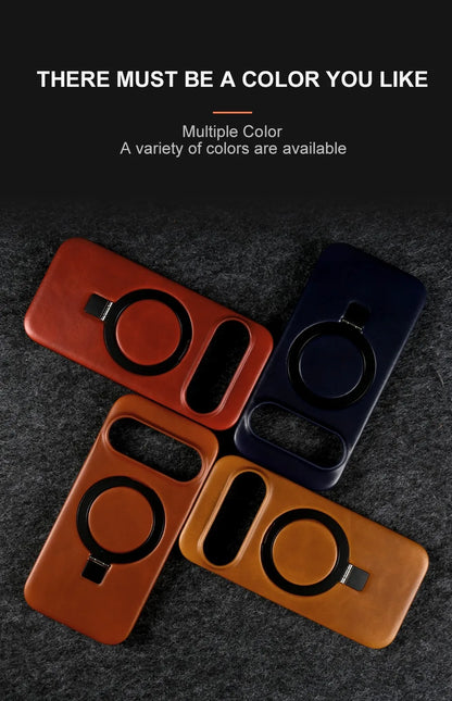 Luxury Magnetic Bracket Holder Genuine Leather Case For Google Pixel 10 Pro XL pixel10  8A 9pro 7A 6A 5A Full Wrapped Back Cover