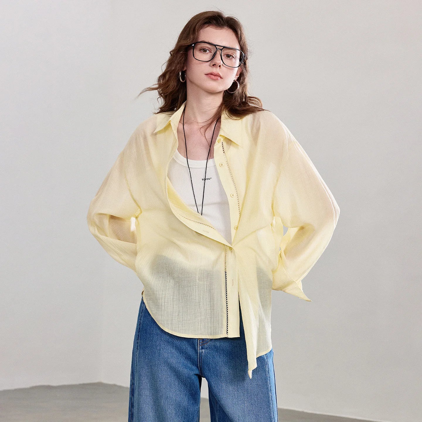 Women Shirt 2026 Spring New Lyocell Acetate Vacation Commuter Shirt