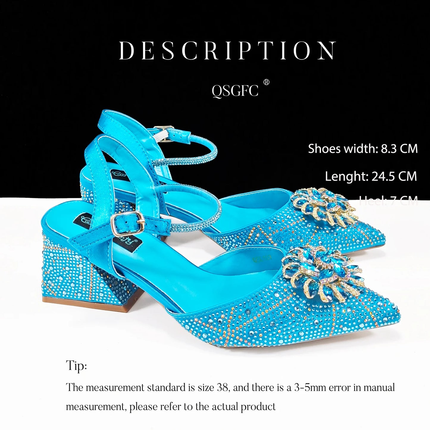 African Ladies Elegant Pointed Toe Shoes with shiny Metal Stand Bag Women Party Shoes or Commuting Shoes and Bag Set
