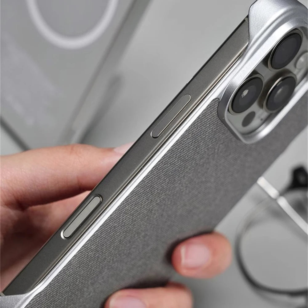 Ultra Thin Frameless Cloth Texture Magnetic Case For iPhone 17 Air 16 Pro Max 15 14 MagSafe Wireless Charge Borderless Hard Cove