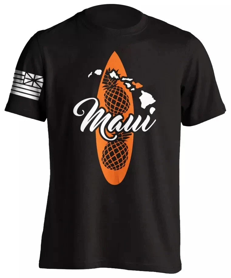 Men's Cotton Shirt OAHU HAWAII SURFING Distressed TShirt Unisex Surf Board Beach Tee Tops Summer Fashion Casual Short Sleeves
