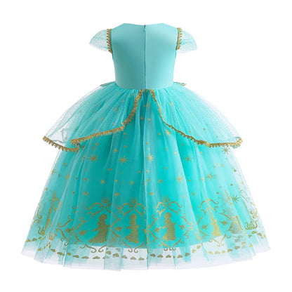 Jasmine Princess Dress for Girls Cosplay Aladdin Magic Lamp Costume Kids Halloween Birthday Carnival Party Vestidos