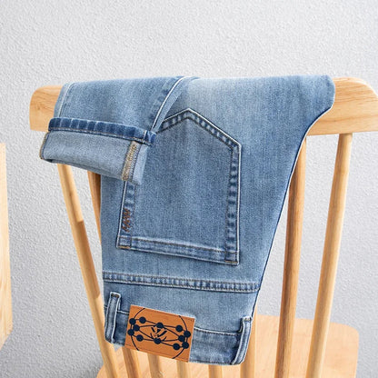 New Summer 98% Cotton Men's Business Casual Jeans Straight Soft Stretch Fabric Baggy Denim Pants Male Brand Trousers