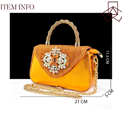 Hot Selling INS Pointed-Toe Luxury Style Women High Heels Sandal With Bag Set Orange Color for Wedding Party