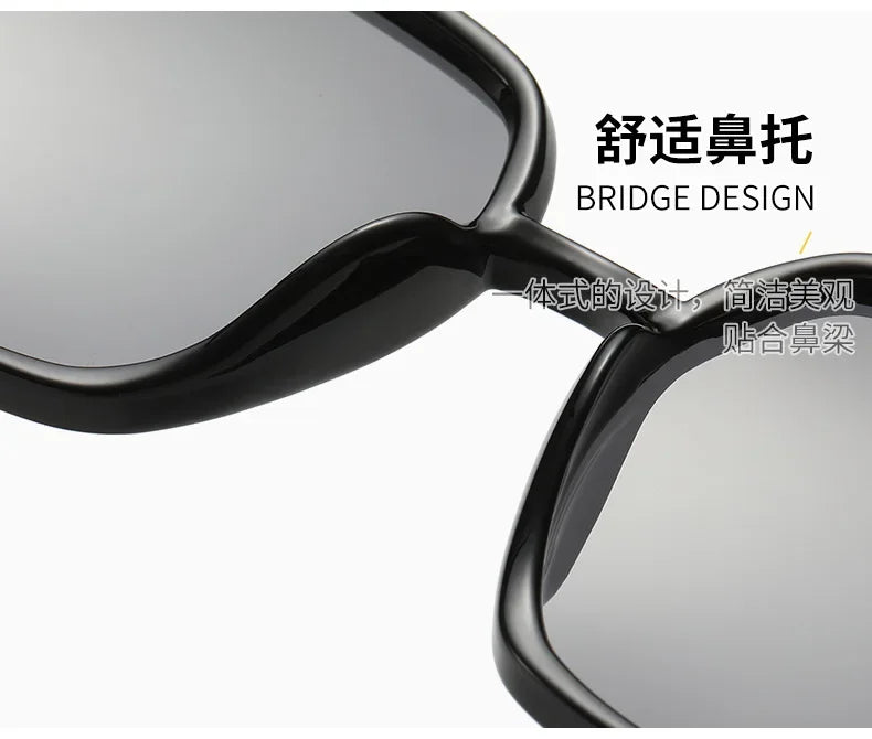Luxury Square Designer Fashion Big Polarized Sunglasses For Women Glasses Brand 2024 Woman Women's Retro Shades UV400 Eyewear